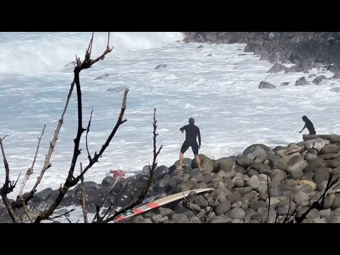 JAWS CAUGHT INSIDE AND POUNDED UP THE ROCKS!