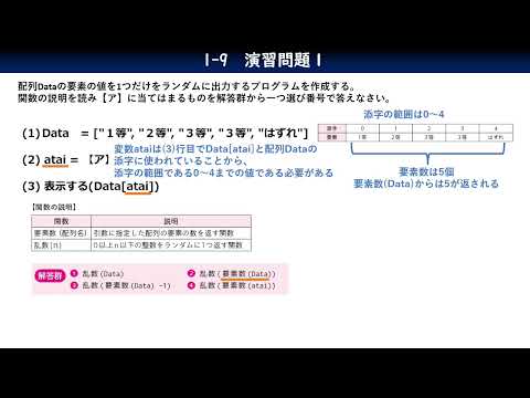 1-9_演習問題１／共通テスト情報Ⅰプログラミング対策／技術評論社