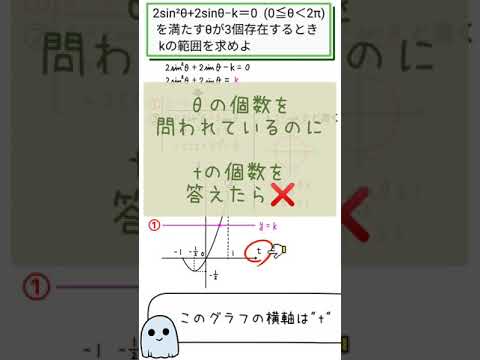 【数学】うっかりしやすい置き換え後の処理【三角関数・解の個数】