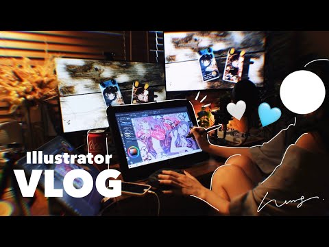 【イラストレーターVlog】フリーランスの日常と作業環境アプデ｜購入品開封💙🤍サンリオcharaforio🌷