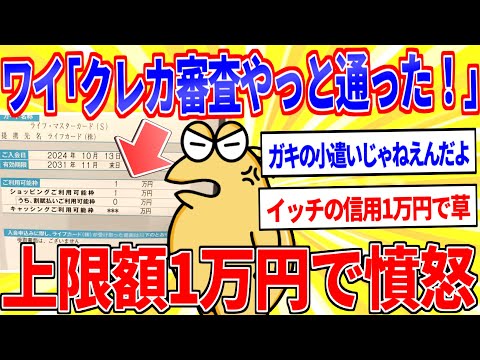 ワイ「クレカ審査ようやく通ったやで！」←封筒開けたら上限額1万円で憤怒【2ch面白いスレゆっくり解説】