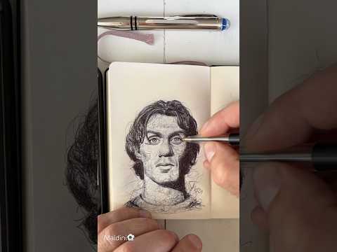 How to draw Paolo Maldini✍🏻⚽️ The greatest defence player of all time🐐 #football #drawing #asmr