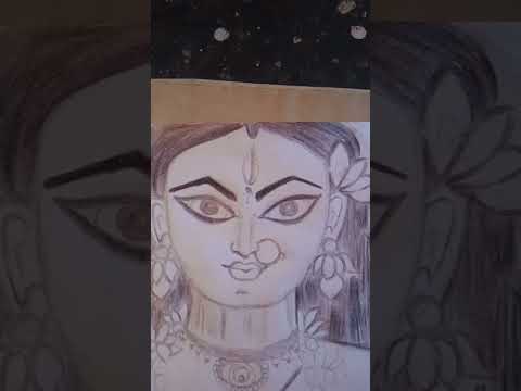 Durga maa drawing with simple pencil and with cheap pencil colours#ShivShakti#Duggaelo#Shorts#Manike