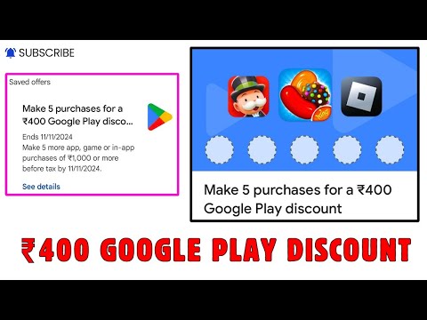 Make 5 Purchases For A ₹400 Google Play Discount | Play Store ₹400 Discount Offer 2024