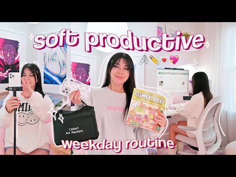 soft PRODUCTIVE routine ₊˚🎧⊹♡ organizing, planning + work, exploring new hobbies, & movement °˖✧˚