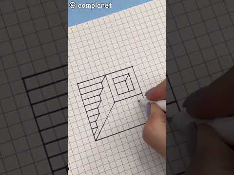 Объёмный 3d рисунок по клеточкам легко и просто #shorts 3d Optical Drawing easy&cute