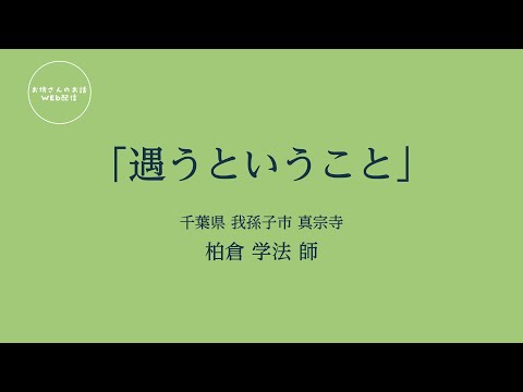 お坊さんのお話 WEB配信　 「遇うということ」柏倉 学法 師