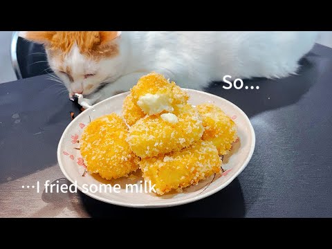 Fried Milk 🥛 ( crispy outside, creamy inside ) / surprisingly delicious