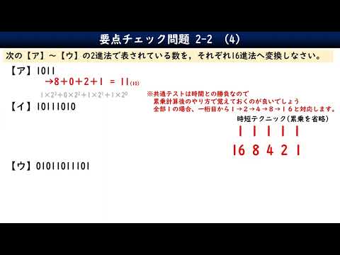 2-2-4_要点チェック問題／情報Ⅰ共通テスト対策／基数変換