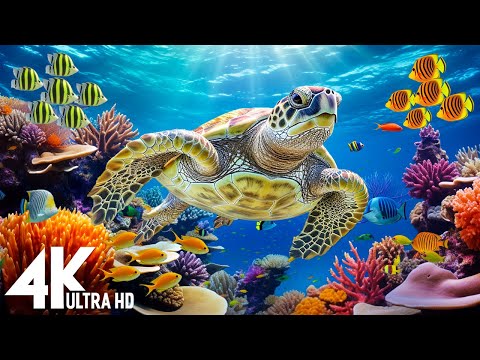 Ocean World 4K - Scenic Sea Wildlife Film With Calming Music - Sea Animals for Relaxation - 4K Video