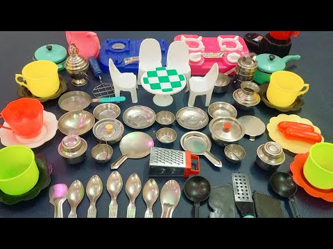 6 minutes satisfying with unboxing hello kitty kitchen set installation | Mini steel kitchen set