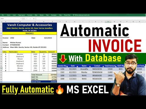 Automatic Invoice in Excel | Create Invoice Bill in Excel | MS Excel #invoice