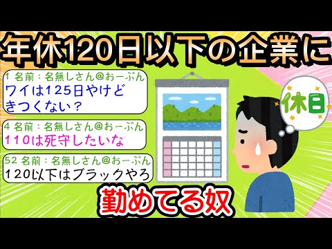 【2ch仕事スレ】年休120日以下の企業に勤めてる奴