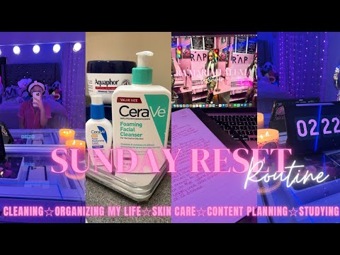 SUNDAY RESET ROUTINE VLOG☆ | deep cleaning, content planning, skincare, studying