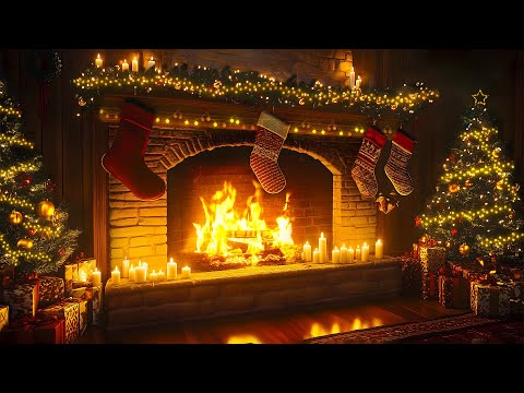 Christmas Fireplace Crackling 🔥🎄 Relaxing Christmas Fireplace Ambience 🎅🔔Christmas Fireplace