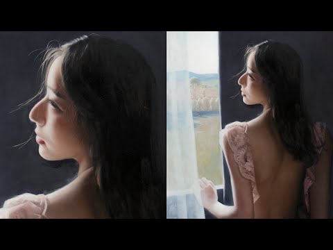 写实油画，窗前的女孩，两周时间完成Realistic oil painting, girl in front of the window,