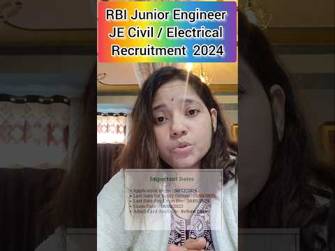 RBI Junior Engineer JE Recruitment 2024 |rbi je recruitment 2024|