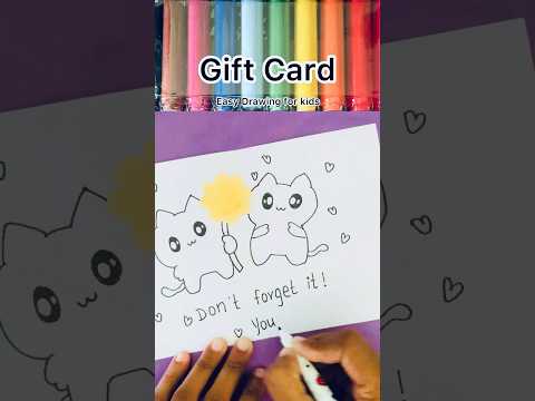 Cute Gift 💗! DIY Gift Card 💝! Cute🐱 Drawing & Easy Craft For Kids! Paper Craft