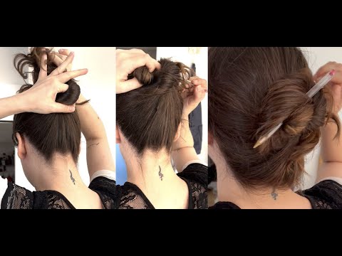 How I put up my hair in a stick, pen, or hairpin (3 progressively different ways)