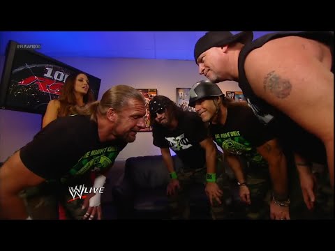 DX interrupts a yoga session between Trish Stratus and Triple H - RAW 23 July 2012