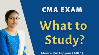 What to study for CMA Exam ? | All India 1st Rank Holder of CMA Exam | Meera Kuttappan #shorts #cma