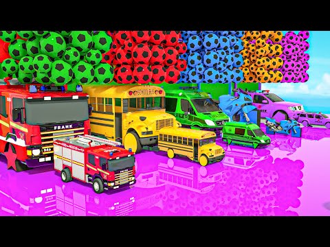 Learn the Wheels on the Bus + Rain Rain Song-School bus and soccer balls-Nursery Rhymes & Kids Songs