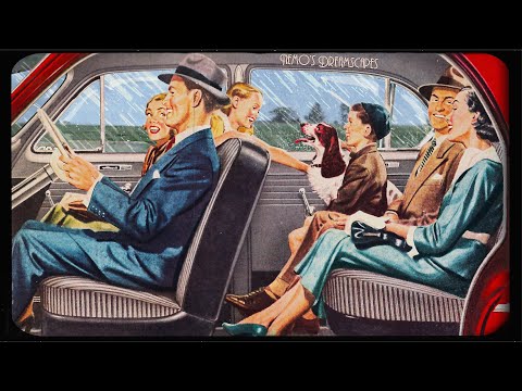 1940s Oldies music playing in the car and it's raining | Dreamscape (road trip w/ cars passing) ASMR