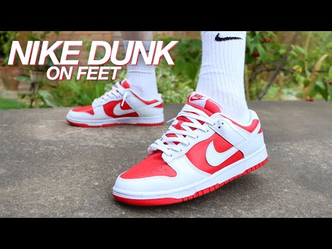 NIKE DUNK LOW CHAMPIONSHIP RED ON FEET!