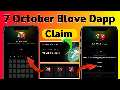 7 October blove dapp trivia challenge & words guess combo | blove trivia, words guess video ||