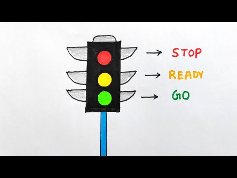 Traffic signal drawing easy | Road safety signal drawing | How to draw road safety poster