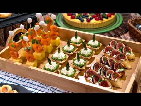 Delicious Party Finger Foods: Shrimp & Pineapple Skewers, Asparagus Snacks, and Fig Treats