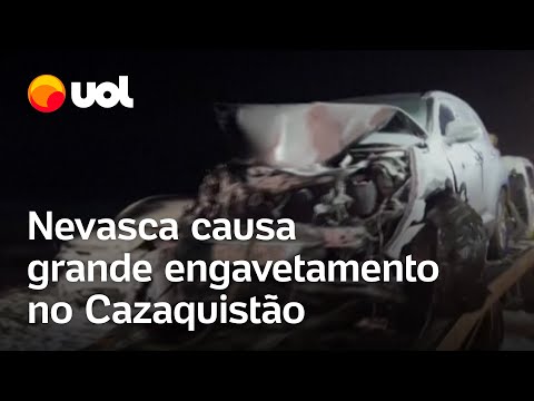 Nevasca provoca engavetamento de 95 carros no Cazaquistão