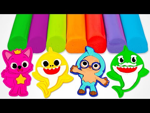 Create Baby Shark Family, Pinkfong & Hogi with Play Doh Molds | Preschool Toddler Learning Video