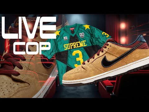 LIVE COP SB DUNK LOW CINEMA STOCK NUMBERS & SUPREME