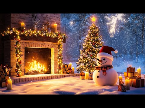 Cozy Christmas Ambience🎄Christmas Crackling Fireplace & Instrumental Music for Unwind