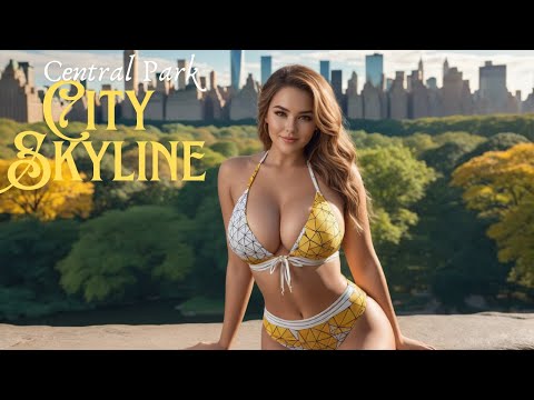 [4K] AI ART Lookbook Model Al Art video | Central Park and The City Skyline