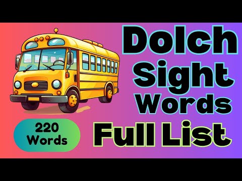 220 Sight Words | All Sight Words Dolch Lists | Full Dolch Sight Word List | PreK through 3rd Grade