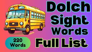 220 Sight Words | All Sight Words Dolch Lists | Full Dolch Sight Word List | PreK through 3rd Grade