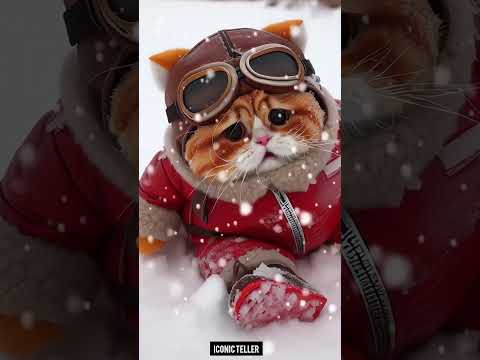 Kitten Snow Riding || Bedtime stories | #kitten #cats #catlover#shorts #viralvideo @IconicTeller