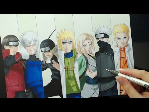 Speed Drawing - 7 HOKAGES (Naruto)