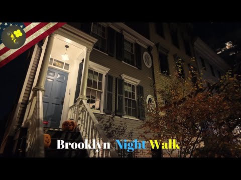 Walking in Brooklyn Heights - Night Time - NYC - 4K