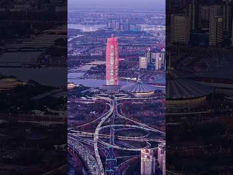 Aerial video of Zhengzhou with tall buildings!