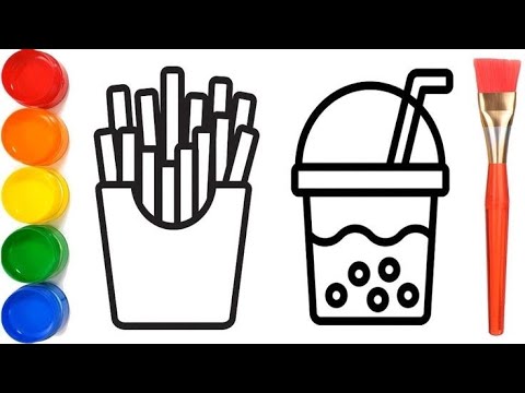 How to draw Frenchfries, juice | Easy drawing for kids @Kiddysbox123