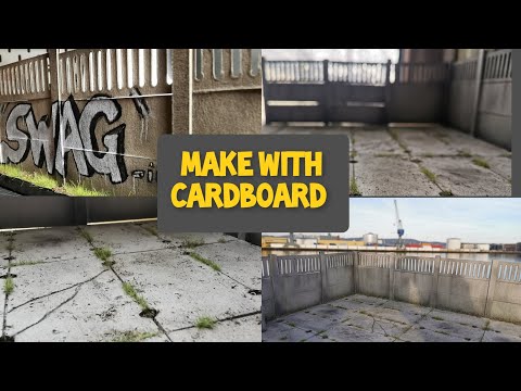 DIY.. Make concrete fence with grey cardboard. Diorama papercraft