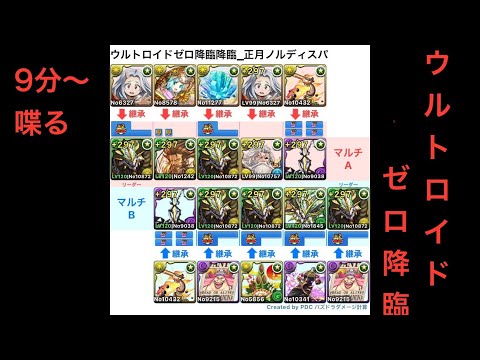 [パズドラ]ウルトラマンイベント_ウルトロイドゼロ降臨_正月ノルディスパ_2人マルチ周回編成[パズル&ドラゴンズ]