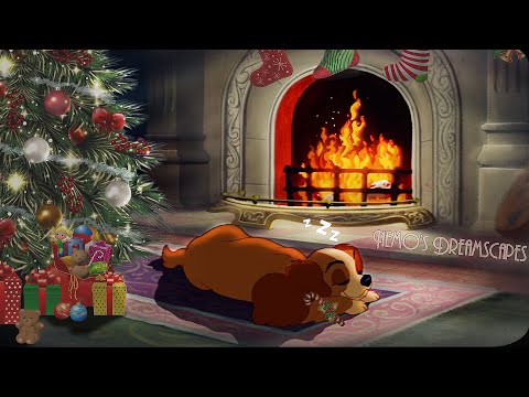 A Vintage Christmas by a cozy fireplace 🎅 Oldies playing in another room 🎄 w/ crackling fire ASMR v2