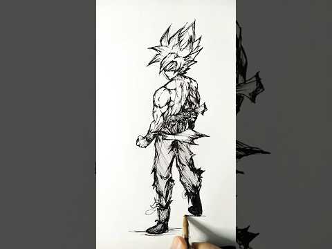 Speed drawing StickMan Goku SSJ 😳 #shorts #anime #drawing