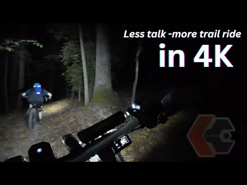 4K MTB Trail Ride at Night - 50 mins of Night Riding - Trail Sounds