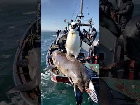 HUGE penguin caught by fishermen🌊🐧