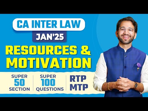 Resources & Motivation - CA Inter Law Jan'25 | CA Inter | By CA Shubham Singhal